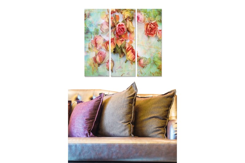 Canvastavla Floral 3-pack Flerfärgad - 20x50 cm - Inredning - Tavlor & konst - Canvastavlor