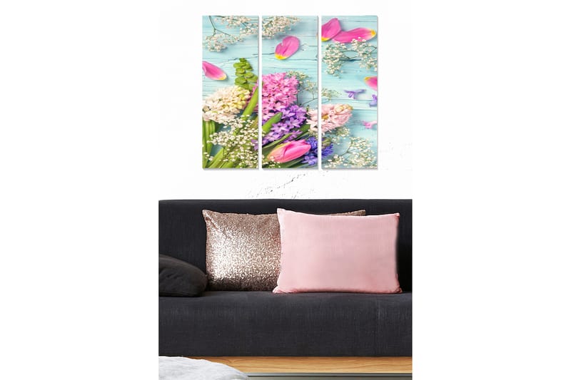 Canvastavla Floral 3-pack Flerfärgad - 20x50 cm - Inredning - Tavlor & konst - Canvastavlor