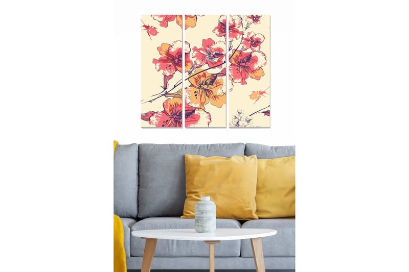 Canvastavla Floral 3-pack Flerfärgad - 20x50 cm - Inredning - Tavlor & konst - Canvastavlor