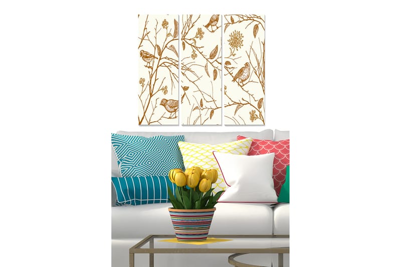 Canvastavla Floral 3-pack Flerfärgad - 20x50 cm - Inredning - Tavlor & konst - Canvastavlor