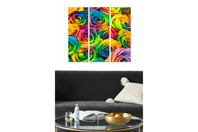 Canvastavla Floral 3-pack Flerfärgad - 20x50 cm - Inredning - Tavlor & konst - Canvastavlor