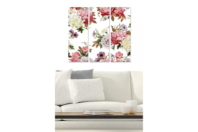 Canvastavla Floral 3-pack Flerfärgad - 20x50 cm - Inredning - Tavlor & konst - Canvastavlor
