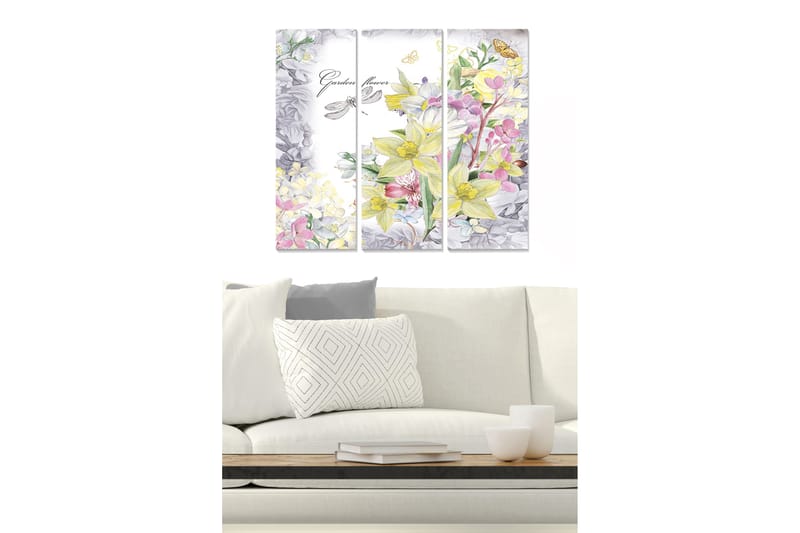 Canvastavla Floral 3-pack Flerfärgad - 20x50 cm - Inredning - Tavlor & konst - Canvastavlor