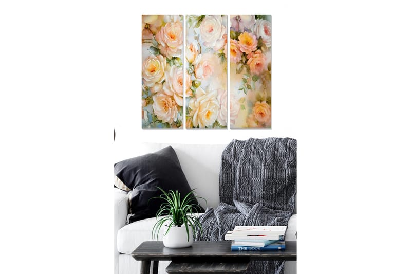 Canvastavla Floral 3-pack Flerfärgad - 20x50 cm - Inredning - Tavlor & konst - Canvastavlor