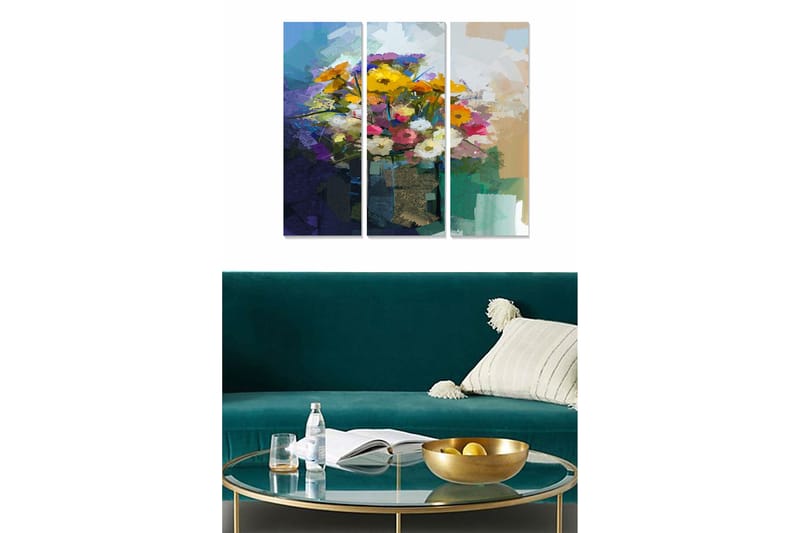 Canvastavla Floral 3-pack Flerfärgad - 20x50 cm - Inredning - Tavlor & konst - Canvastavlor