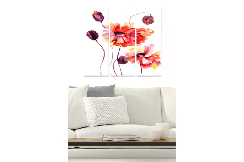 Canvastavla Floral 3-pack Flerfärgad - 20x50 cm - Inredning - Tavlor & konst - Canvastavlor