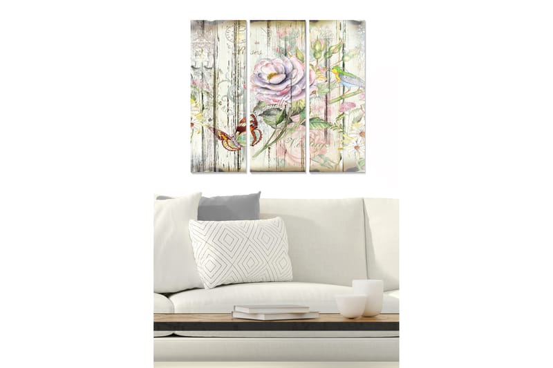 Canvastavla Floral 3-pack Flerfärgad - 20x50 cm - Inredning - Tavlor & konst - Canvastavlor