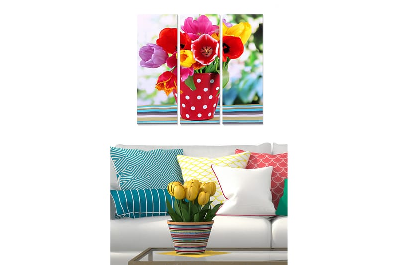 Canvastavla Floral 3-pack Flerfärgad - 20x50 cm - Inredning - Tavlor & konst - Canvastavlor