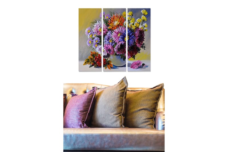 Canvastavla Floral 3-pack Flerfärgad - 20x50 cm - Inredning - Tavlor & konst - Canvastavlor