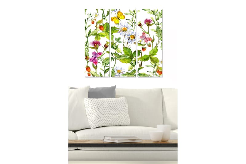 Canvastavla Floral 3-pack Flerfärgad - 20x50 cm - Inredning - Tavlor & konst - Canvastavlor
