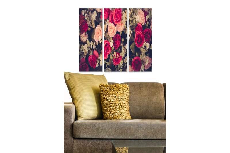 Canvastavla Floral 3-pack Flerfärgad, 20x50 cm