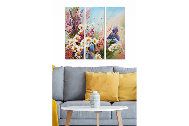 Canvastavla Floral 3-pack Flerfärgad, 20x50 cm