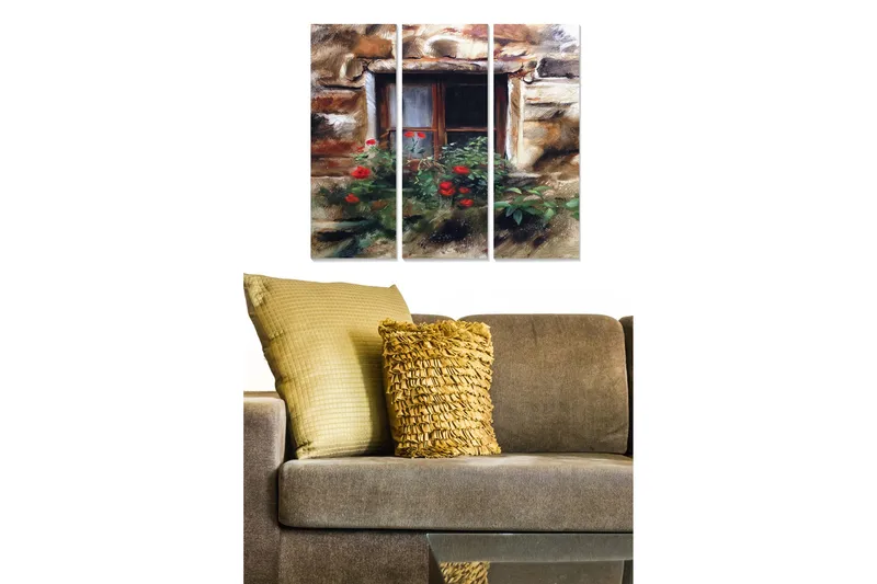 Canvastavla Floral 3-pack Flerfärgad, 20x50 cm