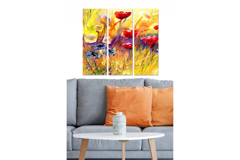 Canvastavla Floral 3-pack Flerfärgad - 20x50 cm - Inredning - Tavlor & konst - Canvastavlor