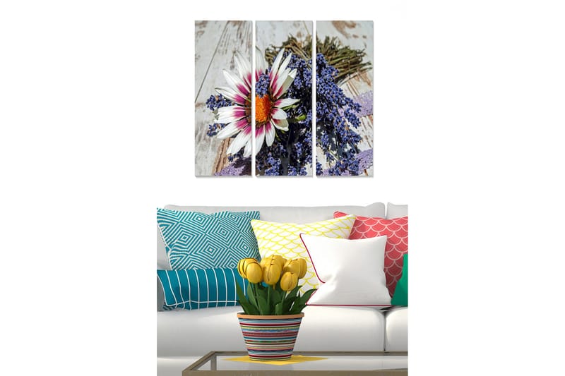 Canvastavla Floral 3-pack Flerfärgad, 20x50 cm