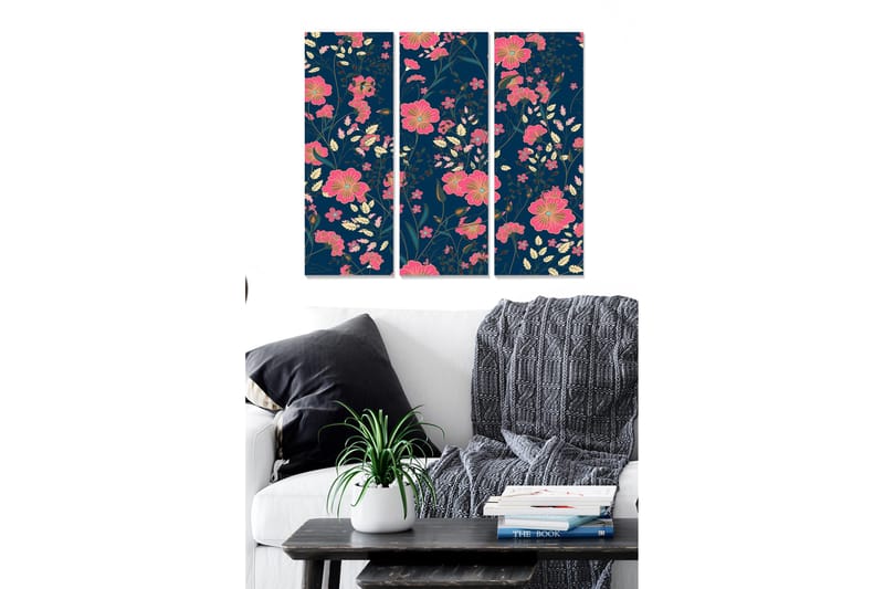 Canvastavla Floral 3-pack Flerfärgad, 20x50 cm
