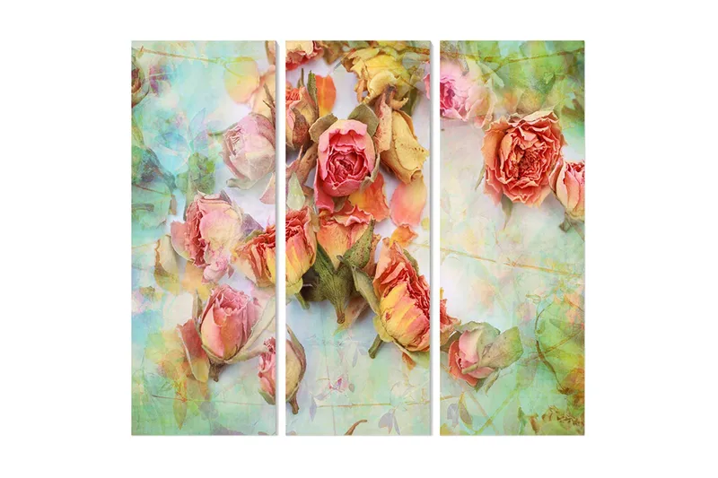 Canvastavla Floral 3-pack Flerfärgad, 20x50 cm
