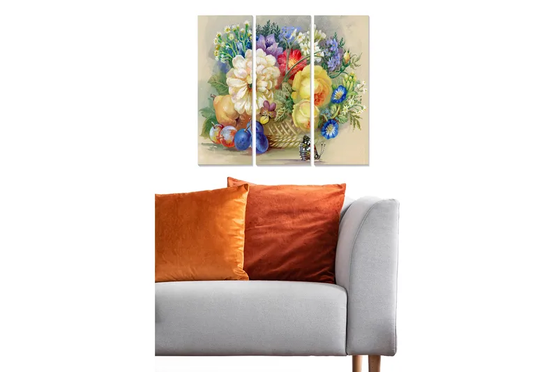 Canvastavla Floral 3-pack Flerfärgad, 20x50 cm