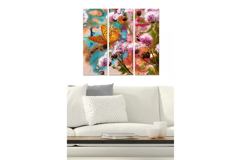 Canvastavla Floral 3-pack Flerfärgad, 20x50 cm