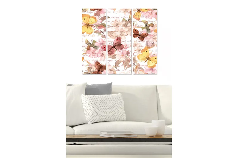 Canvastavla Floral 3-pack Flerfärgad, 20x50 cm