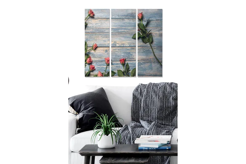 Canvastavla Floral 3-pack Flerfärgad - 20x50 cm - Inredning - Tavlor & konst - Canvastavlor