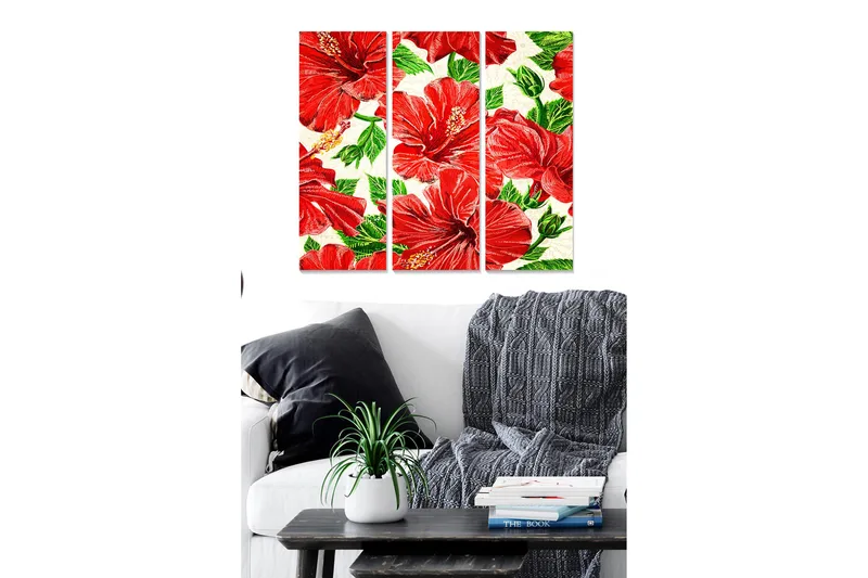 Canvastavla Floral 3-pack Flerfärgad, 20x50 cm