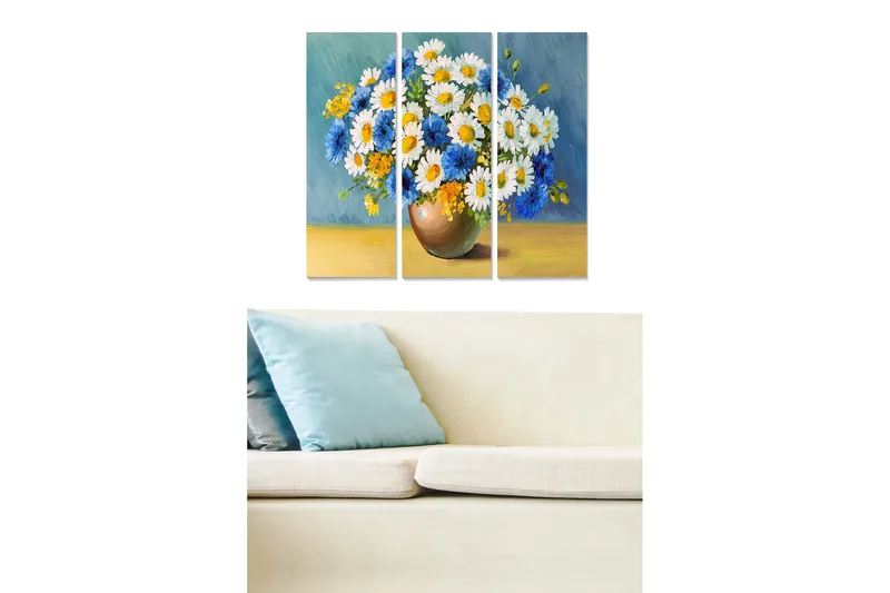 Canvastavla Floral 3-pack Flerfärgad, 20x50 cm