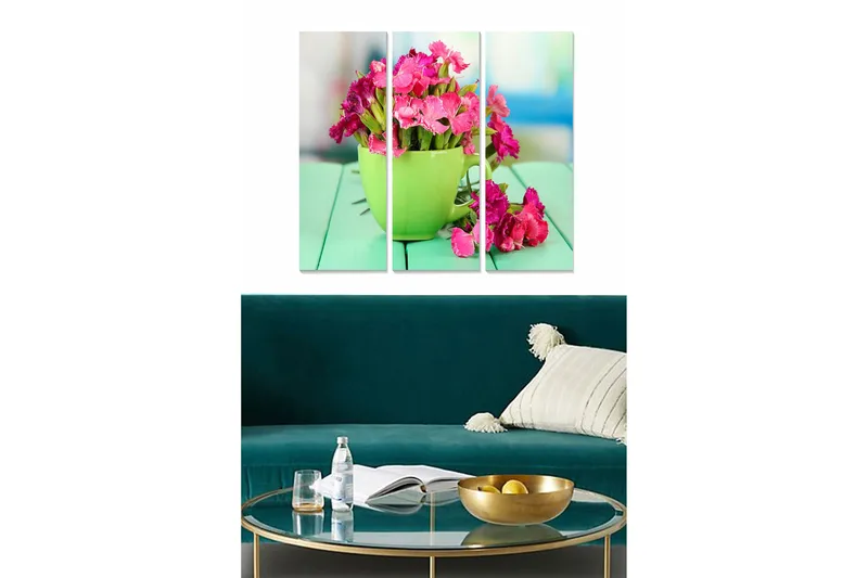 Canvastavla Floral 3-pack Flerfärgad, 20x50 cm