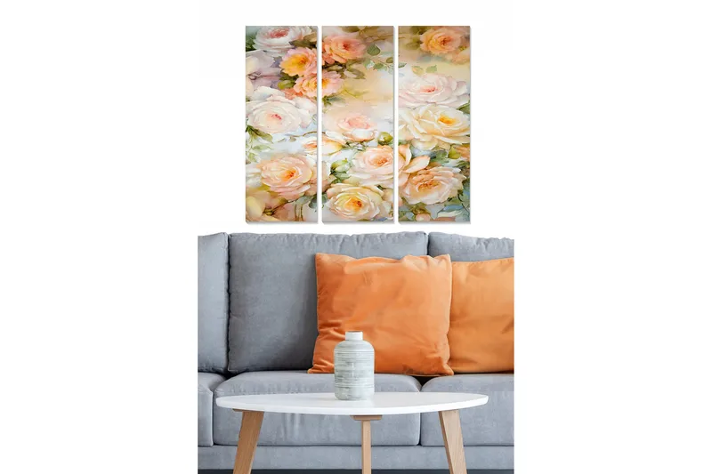 Canvastavla Floral 3-pack Flerfärgad, 20x50 cm