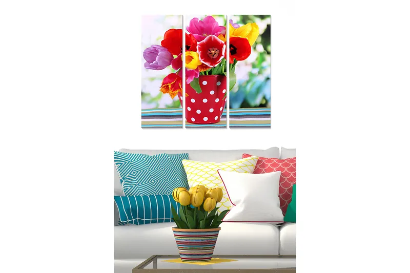 Canvastavla Floral 3-pack Flerfärgad, 20x50 cm