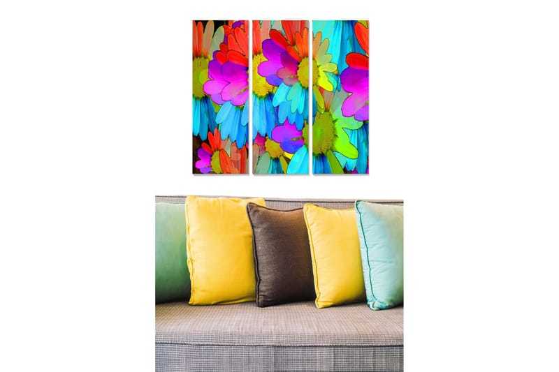 Canvastavla Floral 3-pack Flerfärgad, 20x50 cm