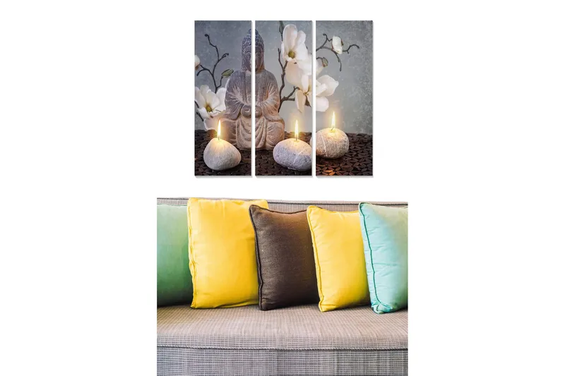 Canvastavla Floral 3-pack Flerfärgad, 20x50 cm