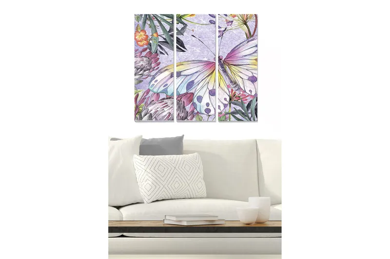 Canvastavla Floral 3-pack Flerfärgad, 20x50 cm