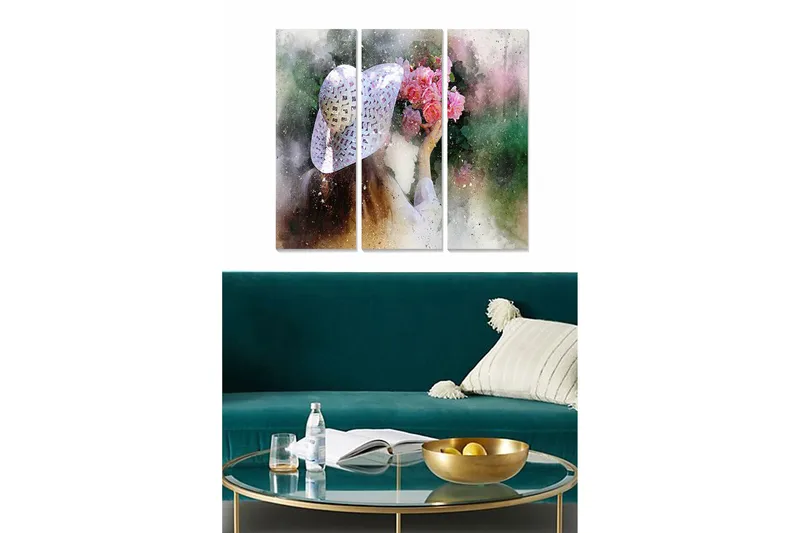 Canvastavla Floral 3-pack Flerfärgad, 20x50 cm