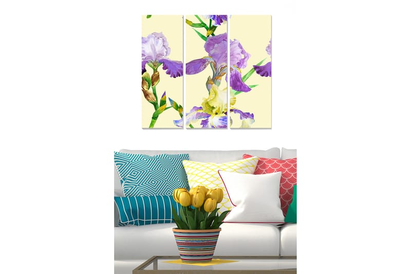 Canvastavla Floral 3-pack Flerfärgad, 20x50 cm