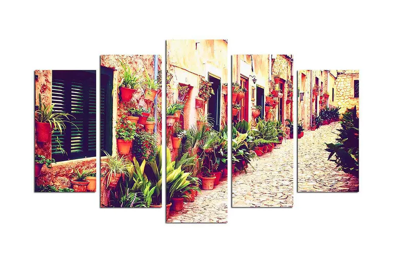 Canvastavla Flowers 5-pack Flerfärgad, 20x60 cm