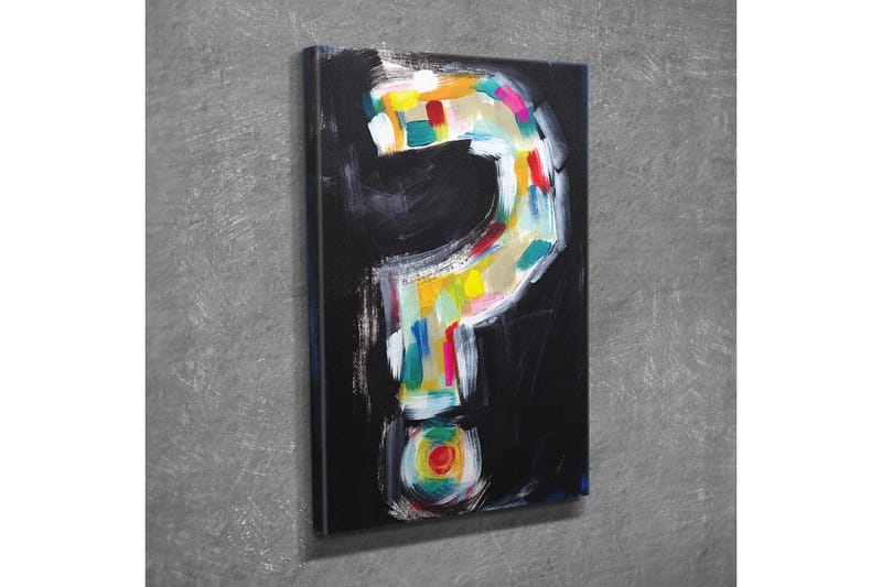 Canvastavla - Frågetecken i färgglad stil - Svart / Vit / Gul - Inredning - Tavlor & konst - Canvastavlor