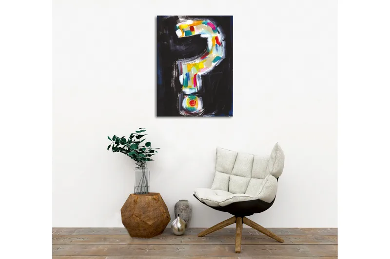 Canvastavla - Frågetecken i färgglad stil - Svart / Vit / Gul - Inredning - Tavlor & konst - Canvastavlor