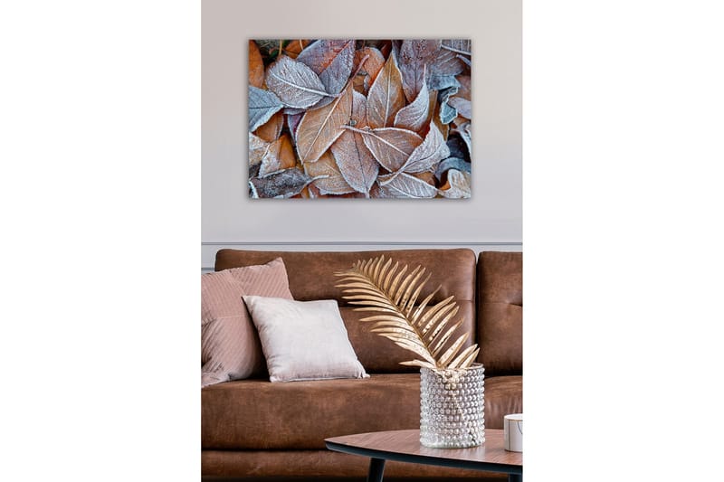 Canvastavla - Frostiga höstlöv i varma nyanser - Orange / Grå / Vit - Inredning - Tavlor & konst - Canvastavlor
