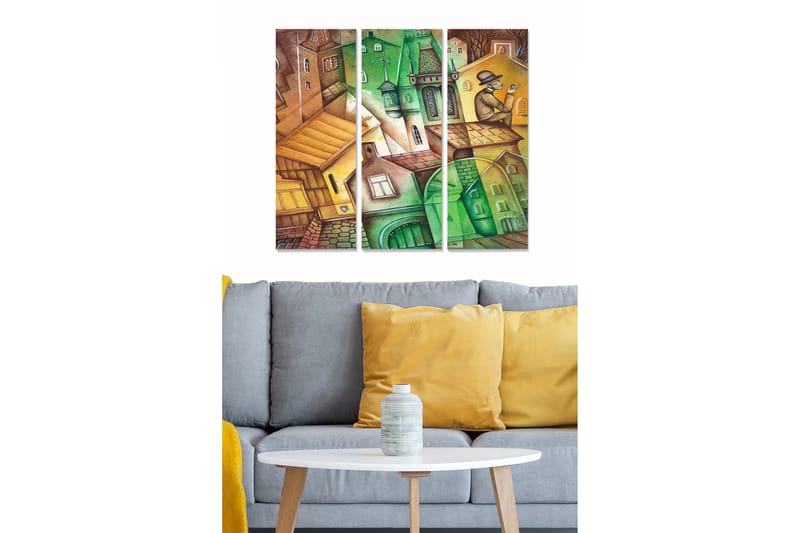 Canvastavla Geometric 3-pack Flerfärgad - 20x50 cm - Inredning - Tavlor & konst - Canvastavlor