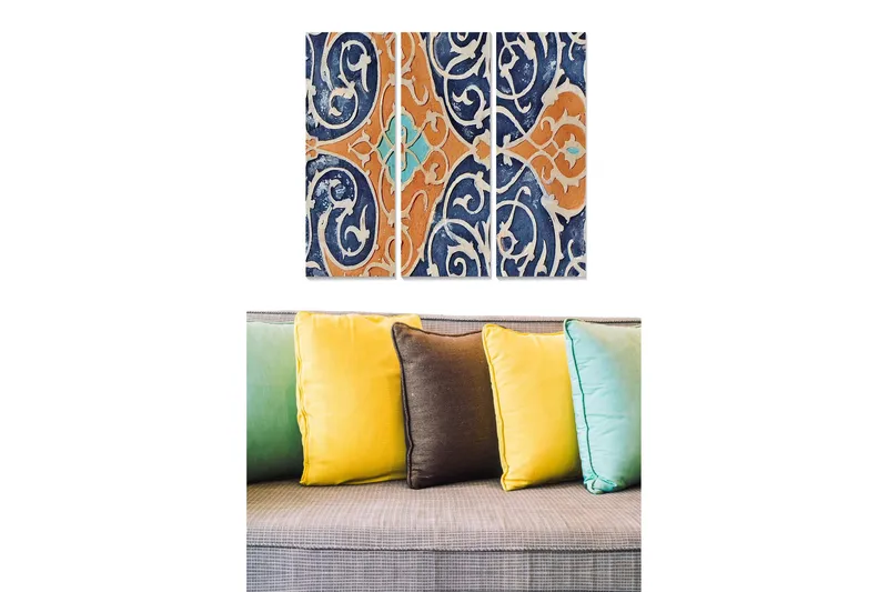 Canvastavla Geometric 3-pack Flerfärgad, 20x50 cm