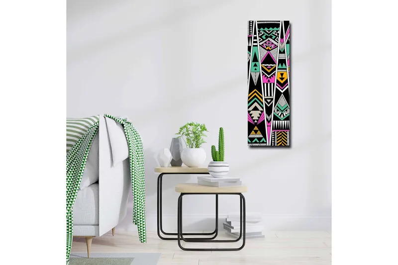Canvastavla - Geometrisk komposition med färgglada mönster - Svart / Turkos / Rosa - Inredning - Tavlor & konst - Canvastavlor