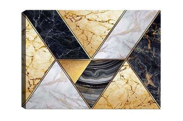 Canvastavla - Geometrisk komposition med marmorliknande trianglar i olika färger - Guld / Svart / Vit - Inredning - Tavlor & konst - Canvastavlor