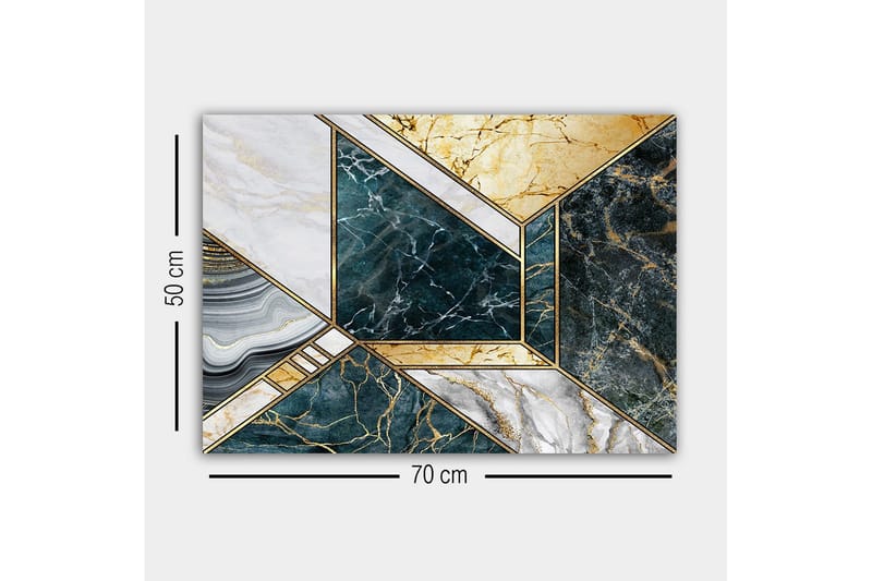 Canvastavla - Geometrisk komposition med marmorliknande ytor - Mörkgrön / Vit / Guld - Inredning - Tavlor & konst - Canvastavlor