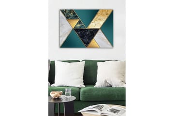 Canvastavla - Geometrisk komposition med trianglar i olika material och färger - Mörkgrön / Guld / Svart - Inredning - Tavlor & konst - Canvastavlor