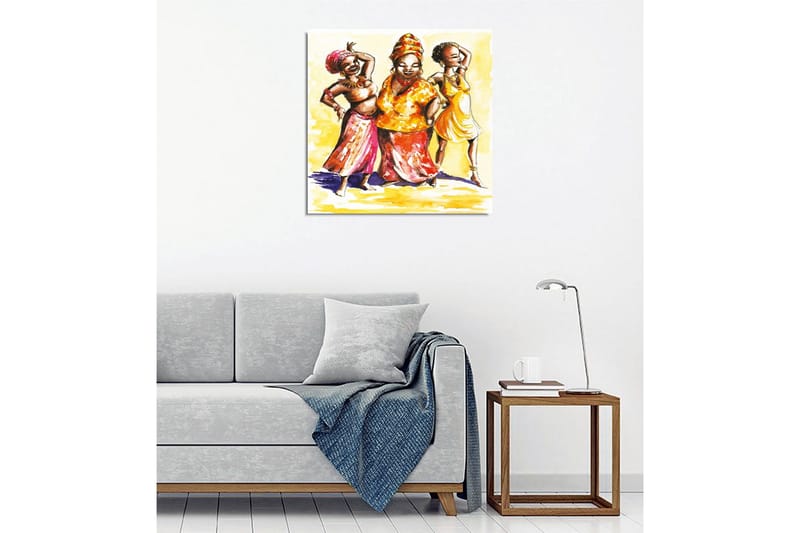 Canvastavla - Glada kvinnor i färgglada kläder som dansar - Gul / Orange / Rosa - Inredning - Tavlor & konst - Canvastavlor