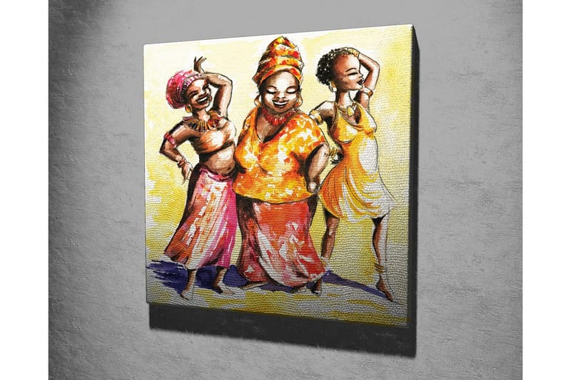Canvastavla - Glada kvinnor i färgglada kläder som dansar - Gul / Orange / Rosa - Inredning - Tavlor & konst - Canvastavlor