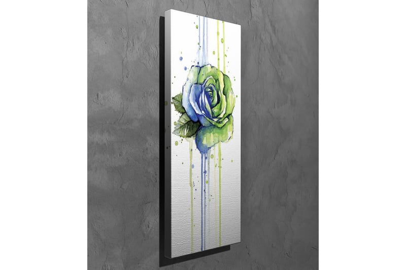 Canvastavla - Grön och blå ros med droppande akvarelleffekter - Grön / Blå - Inredning - Tavlor & konst - Canvastavlor