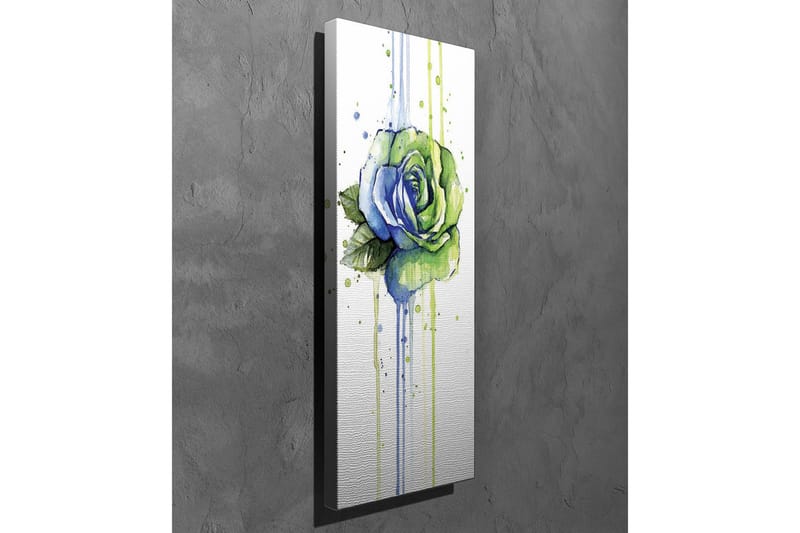 Canvastavla - Grön och blå ros med droppande akvarelleffekter - Grön / Blå - Inredning - Tavlor & konst - Canvastavlor