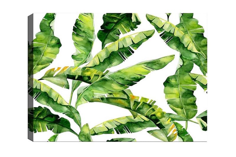 Canvastavla - Grönskande bladverk med tropiska växter, Mörkgrön / Ljusgrön / Gulgrön